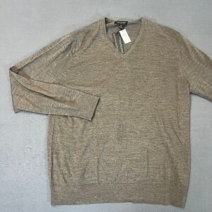 Banana Republic Men's Size XL V Neck 100% Merino Wool Sweater Taupe Heather NWT‎